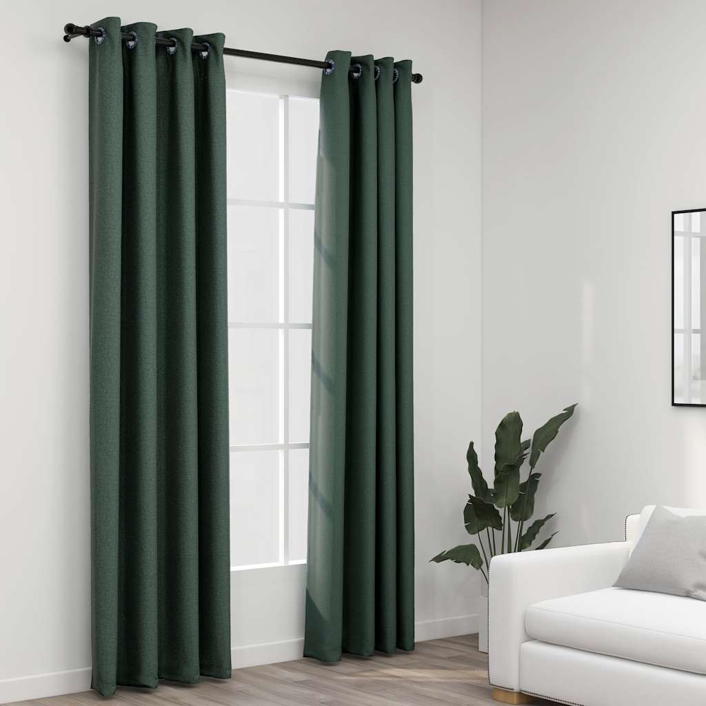 zasłony blackout zielone 140×225 cm z oczkami zasłony blackout zielone 140×225 cm z oczkami