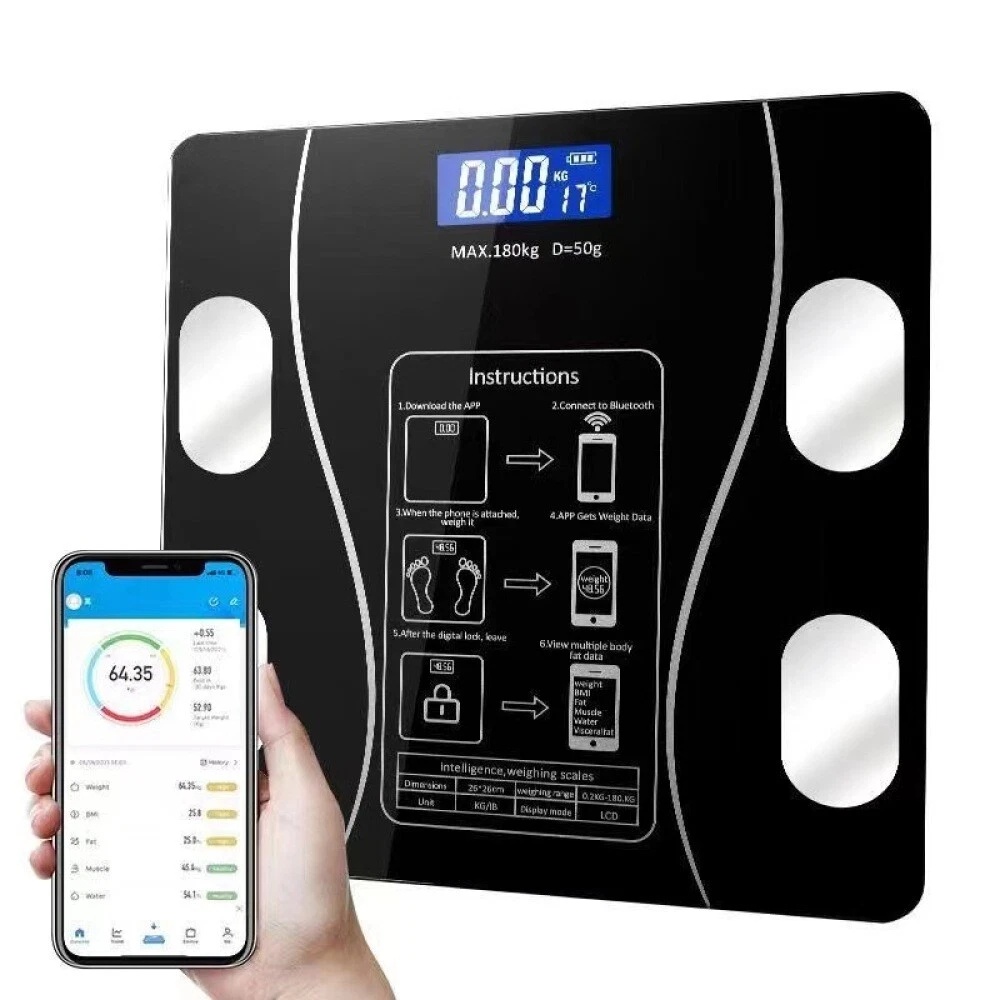 Waga elektroniczna do ciała Bluetooth – czarna Waga elektroniczna do ciała Bluetooth – czarna