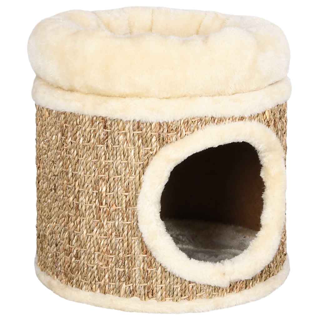 Domek dla kota z luksusowym legowiskiem 33 cm z trawy morskiej Domek dla kota z luksusowym legowiskiem 33 cm z trawy morskiej