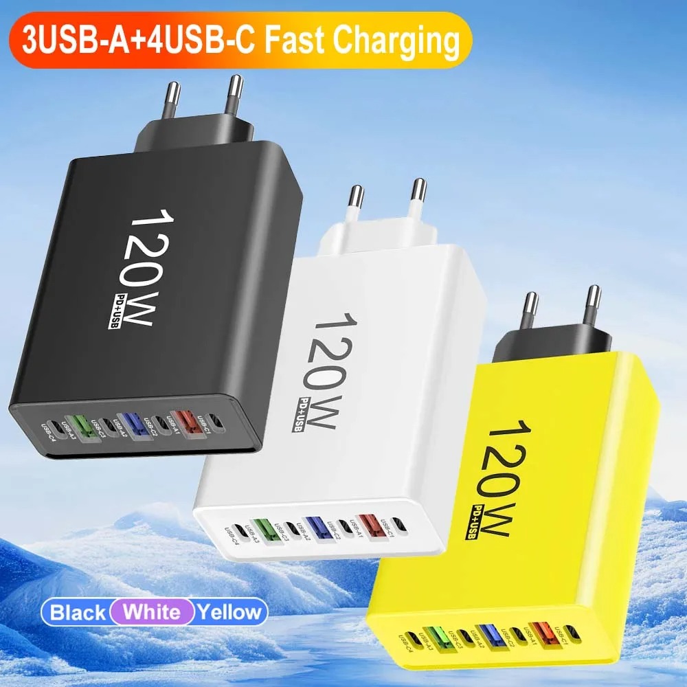 Ładowarka USB-C, 120W, szybkie ładowanie, biały