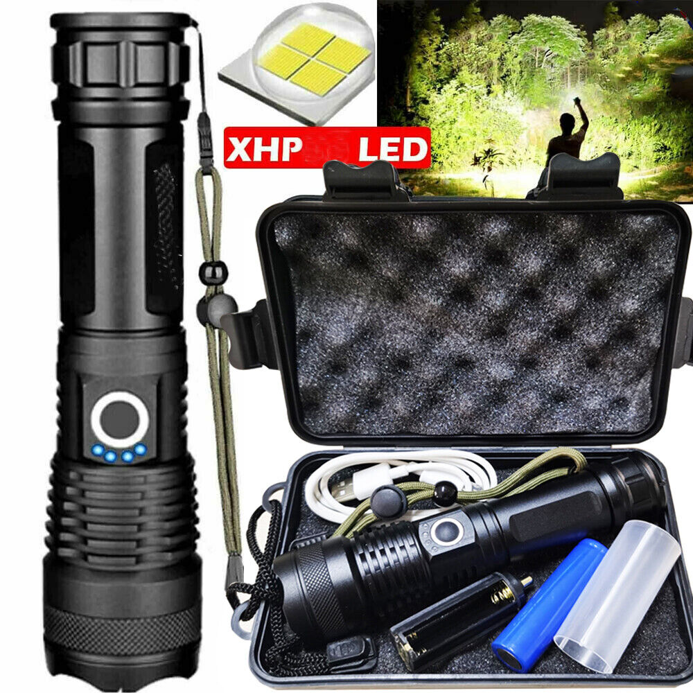Latarka LED zoom ładowana USB czarna super jasna