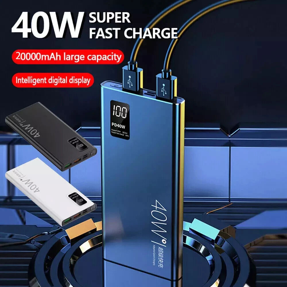Power bank 40W 20000mAh szybkie ładowanie czarny Power bank 40W 20000mAh szybkie ładowanie czarny