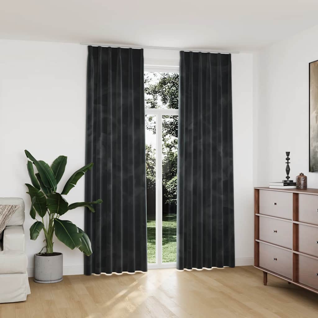 zasłony blackout z haczykami, welur, antracytowe, 140 x 245 cm zasłony blackout z haczykami, welur, antracytowe, 140 x 245 cm