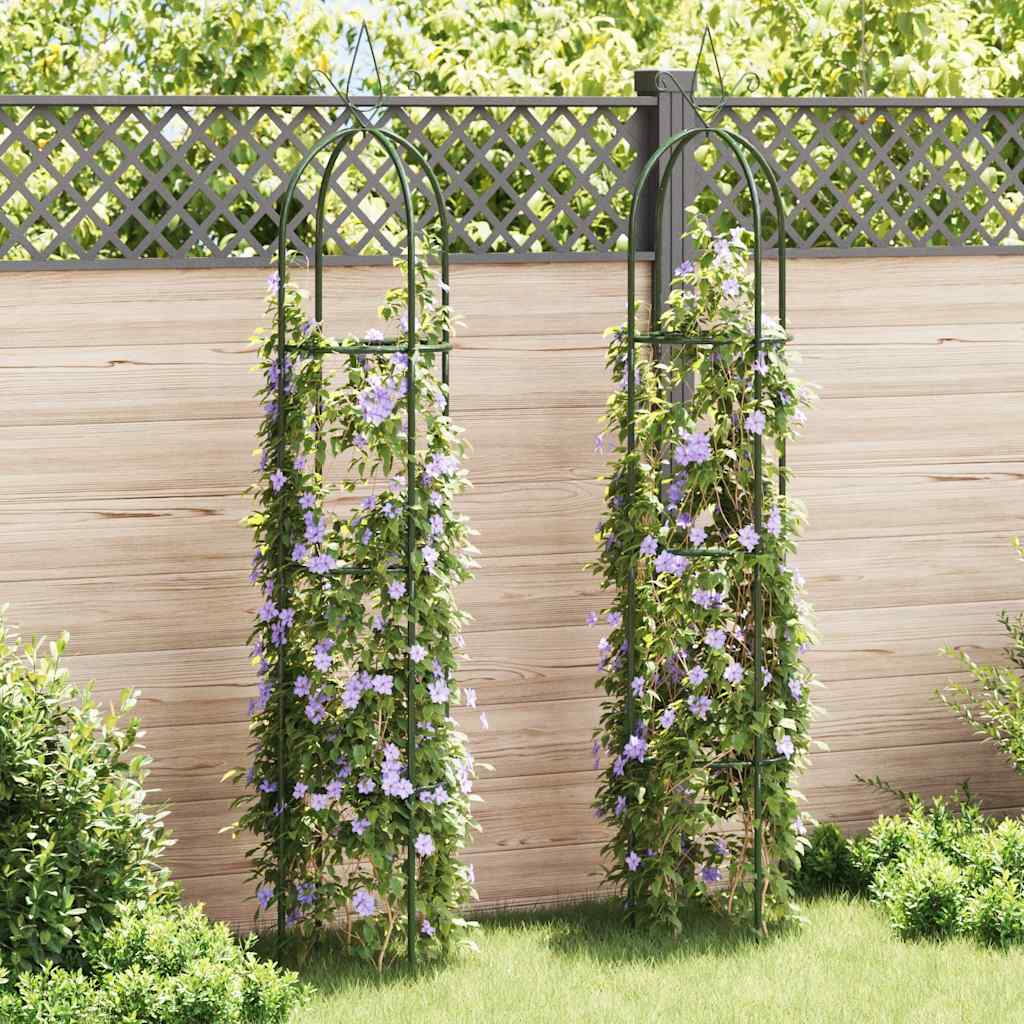 Trellis ogrodowy metalowy ciemnozielony 38×190 cm 2 szt.