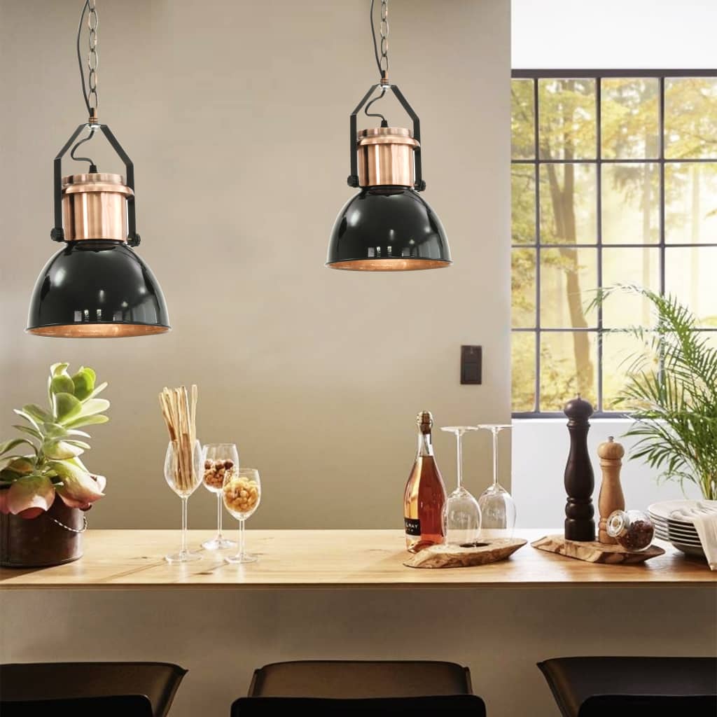 Lampa sufitowa 2 szt. okrągła E27 czarna Lampa sufitowa 2 szt. okrągła E27 czarna