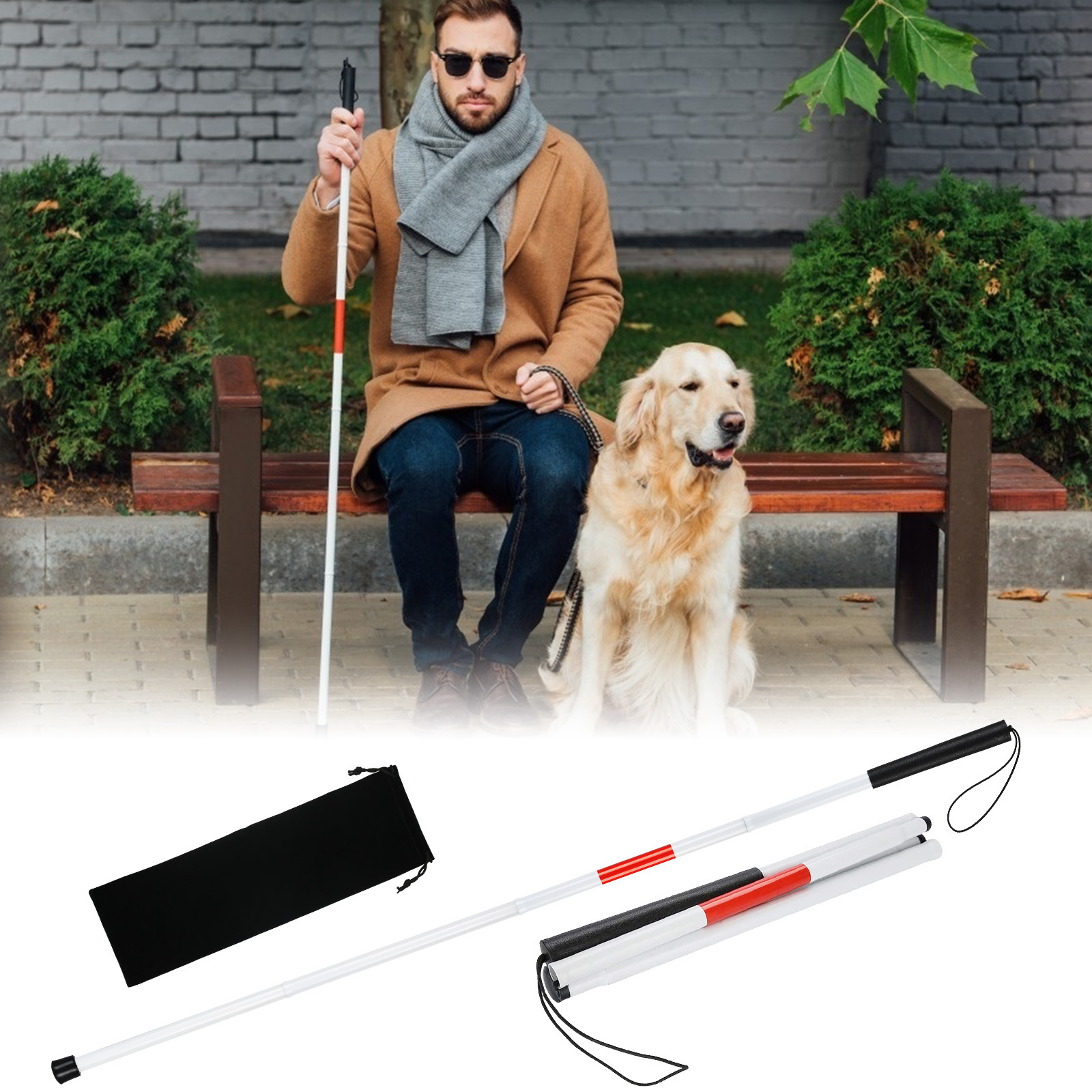Lekkie składane kijki trekkingowe z torbą 38 cm Lekkie składane kijki trekkingowe z torbą 38 cm