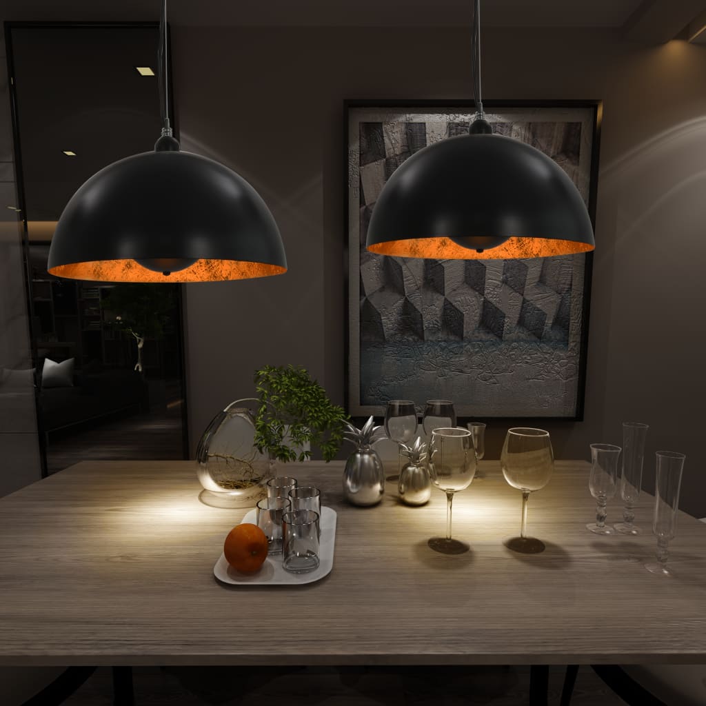 Lampy sufitowe 2 szt., złote, półkuliste, 40 cm