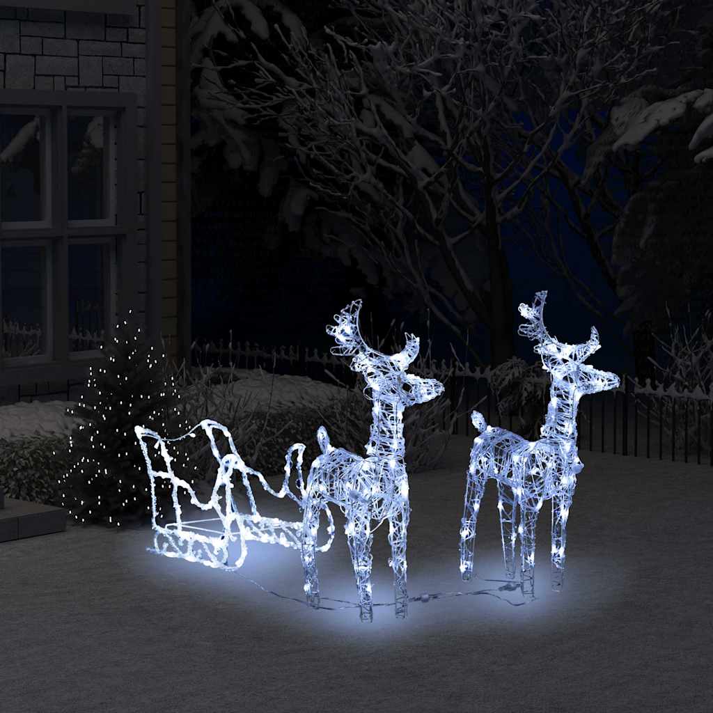Dekoracja świąteczna renifera i sań 160 LED, biały chłodny, 18 x 8.5 x 55 cm Dekoracja świąteczna renifera i sań 160 LED, biały chłodny, 18 x 8.5 x 55 cm