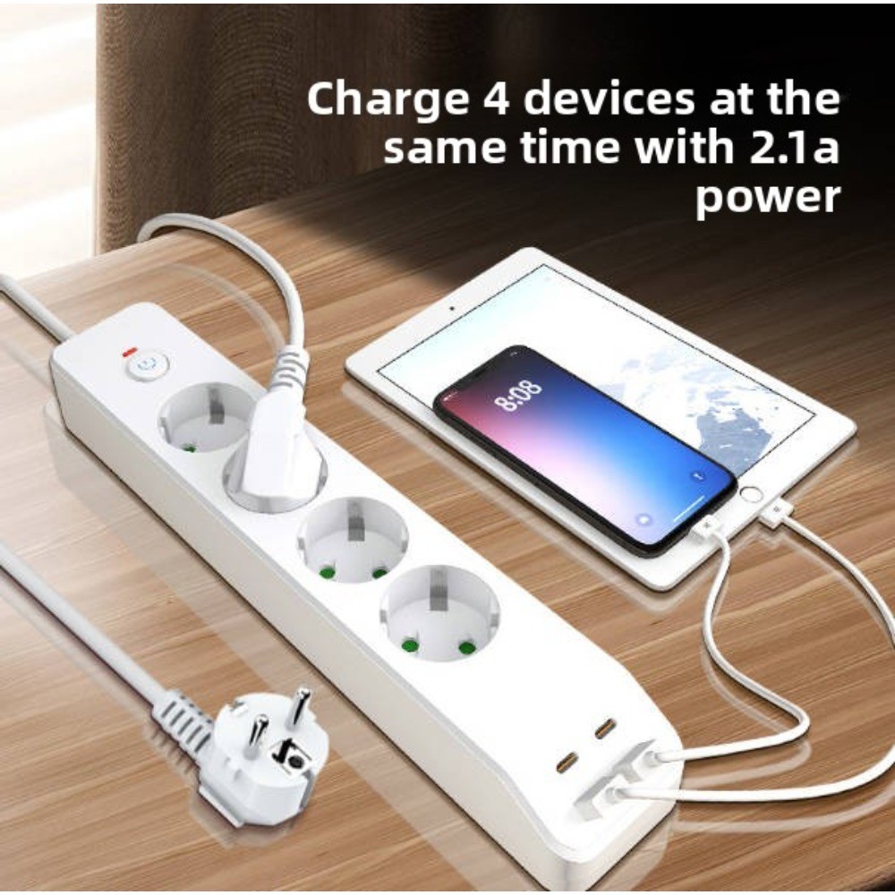 Listwa zasilająca wielokrotna 4 gniazda 2 USB-A 2 USB-C