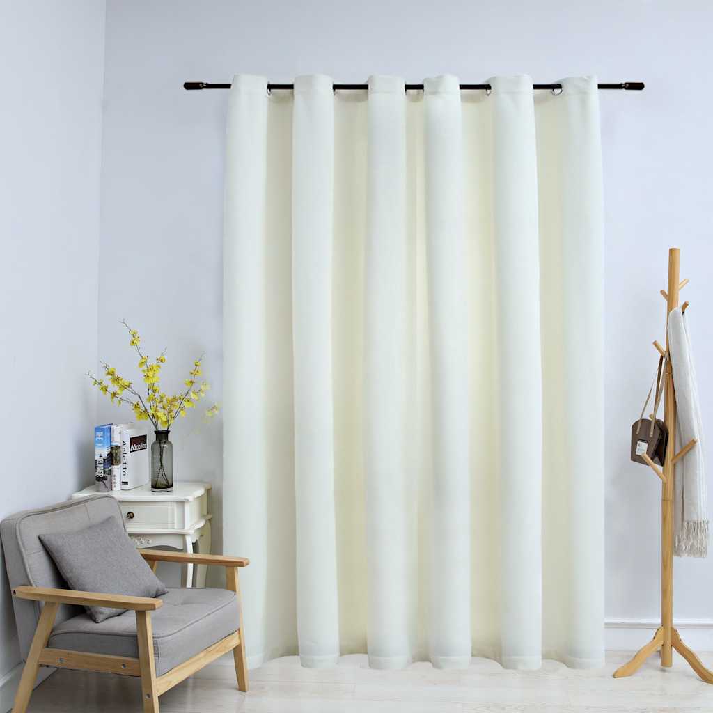 zasłona blackout z metalowymi oczkami, aksamitna, kremowa zasłona blackout z metalowymi oczkami, aksamitna, kremowa