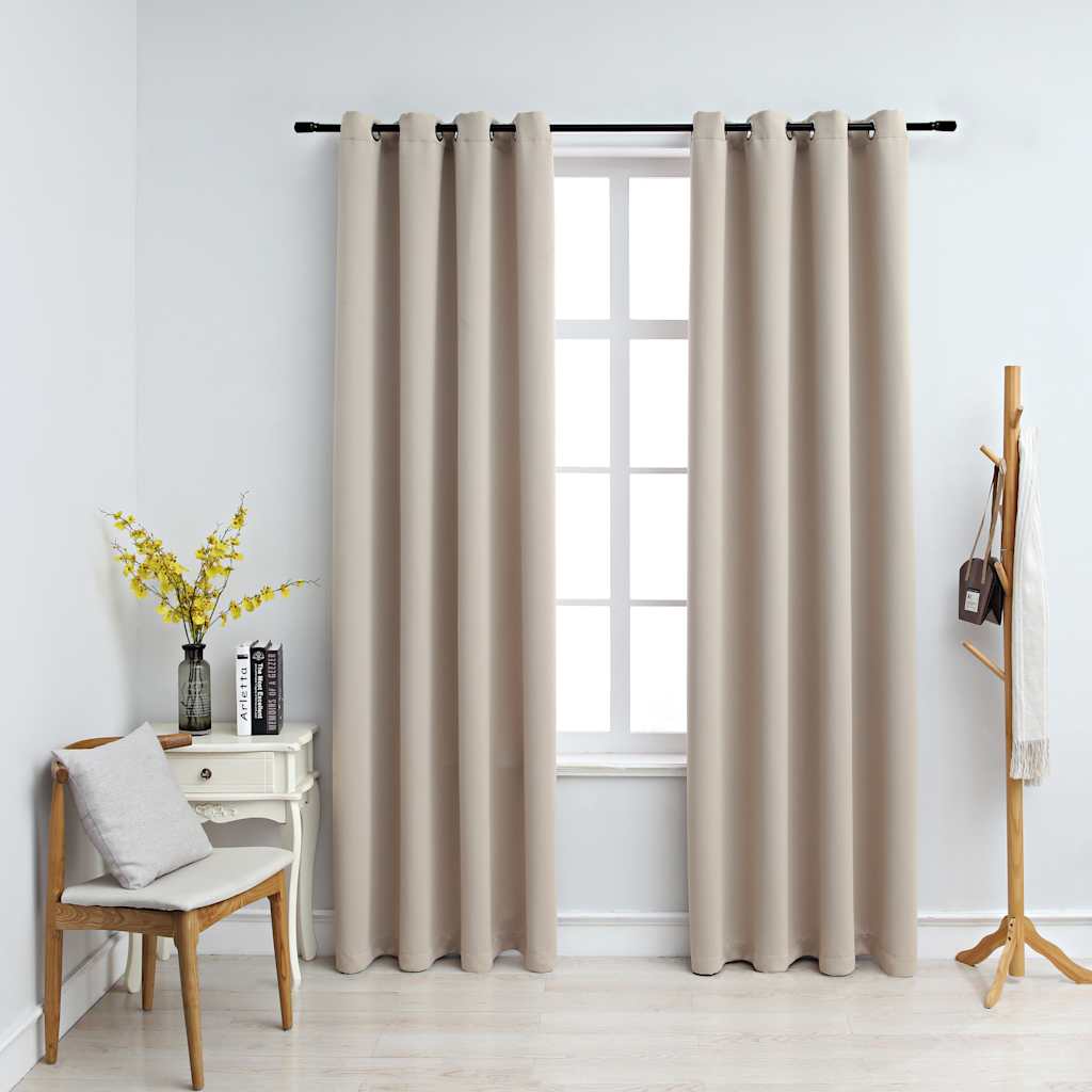 zasłony blackout z metalowymi oczkami beżowe 140 x 245 cm 2 szt. zasłony blackout z metalowymi oczkami beżowe 140 x 245 cm 2 szt.