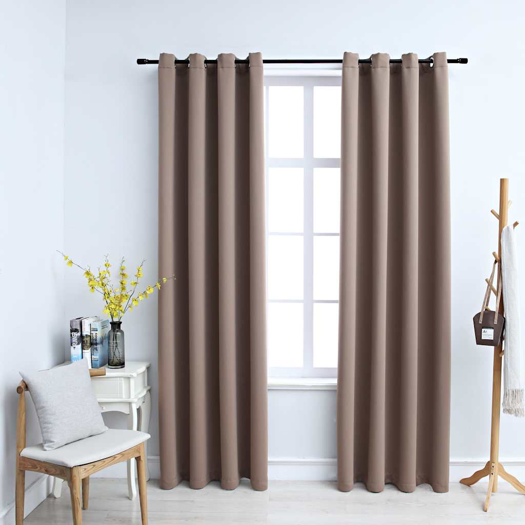 zasłony blackout z metalowymi oczkami, taupe, 140 x 225 cm, 2 szt.