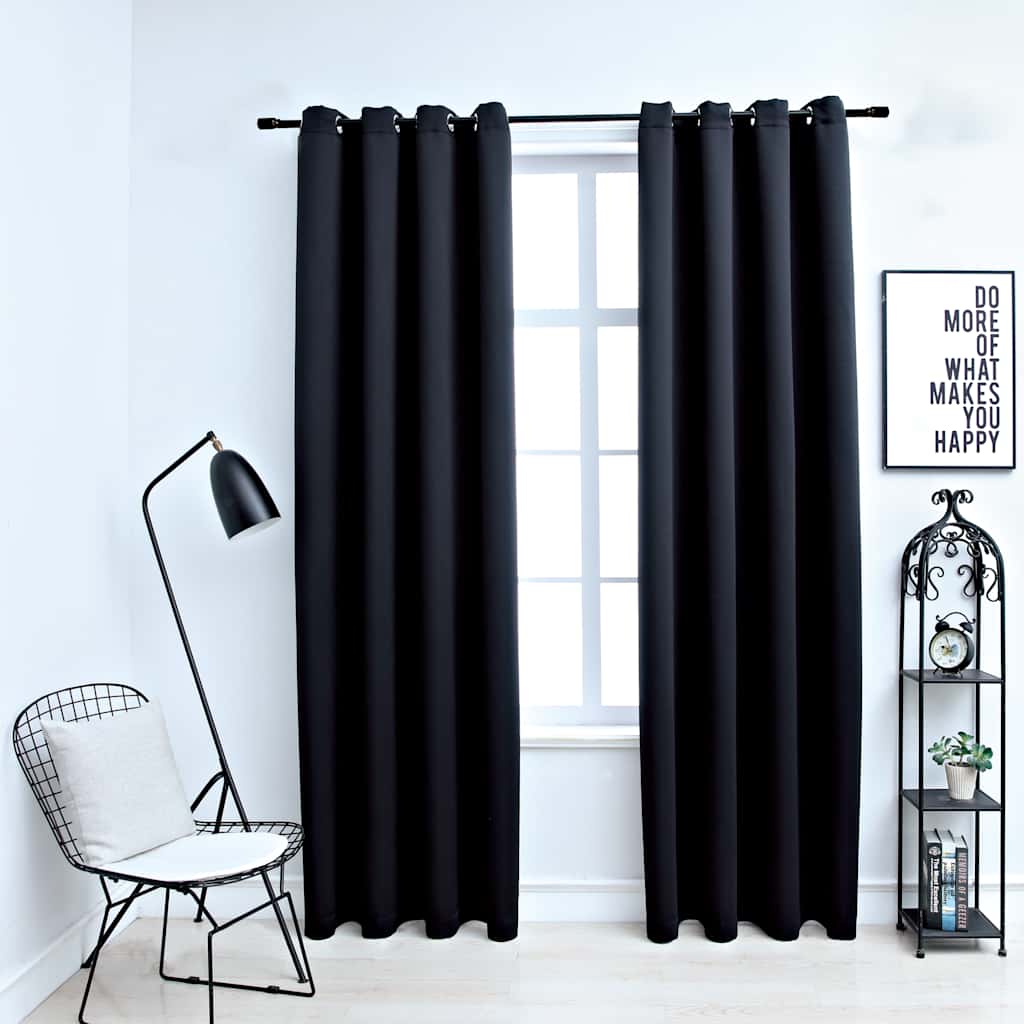 zasłony blackout z metalowymi oczkami, 2 sztuki, czarne, 140 x 225 cm zasłony blackout z metalowymi oczkami, 2 sztuki, czarne, 140 x 225 cm