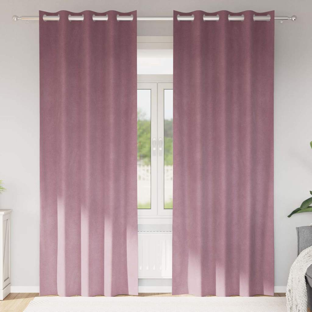 Zasłony welurowe 2 szt. ciemnoróżowe 140 x 260 cm z oczkami Zasłony welurowe 2 szt. ciemnoróżowe 140 x 260 cm z oczkami