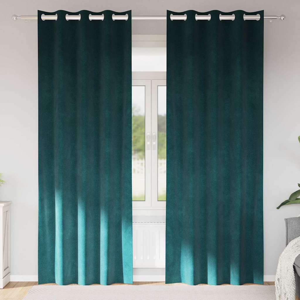Zasłony z drapami 2 szt. aksamitne ciemnozielone 140 x 245 cm z oczkami Zasłony z drapami 2 szt. aksamitne ciemnozielone 140 x 245 cm z oczkami