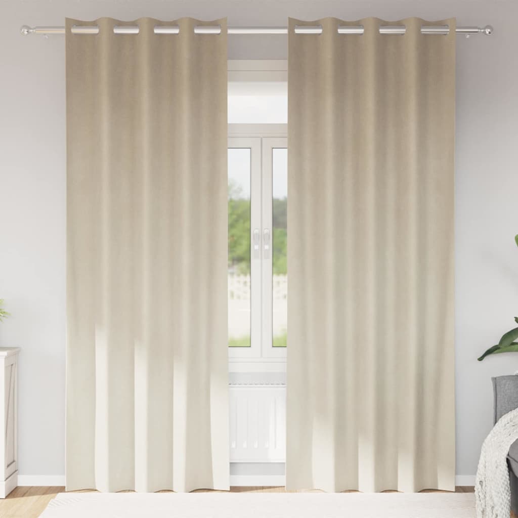 Zasłony aksamitne 2 szt. kremowe 140×245 cm z oczkami