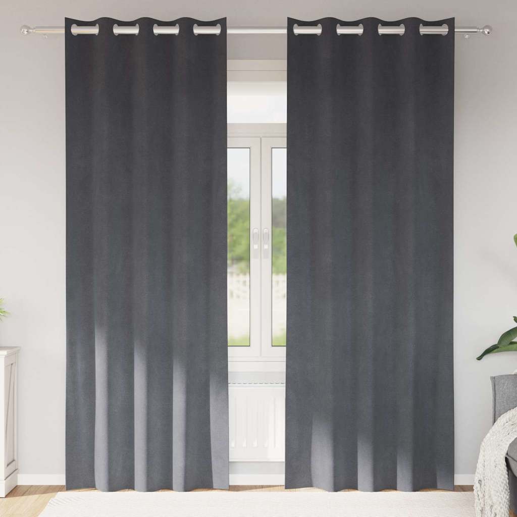 Zasłony z drapami 2 szt. aksamitne jasnoszare 140 x 245 cm