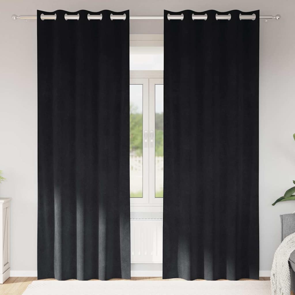 Zasłony aksamitne czarne 140 x 245 cm z przelotkami Zasłony aksamitne czarne 140 x 245 cm z przelotkami