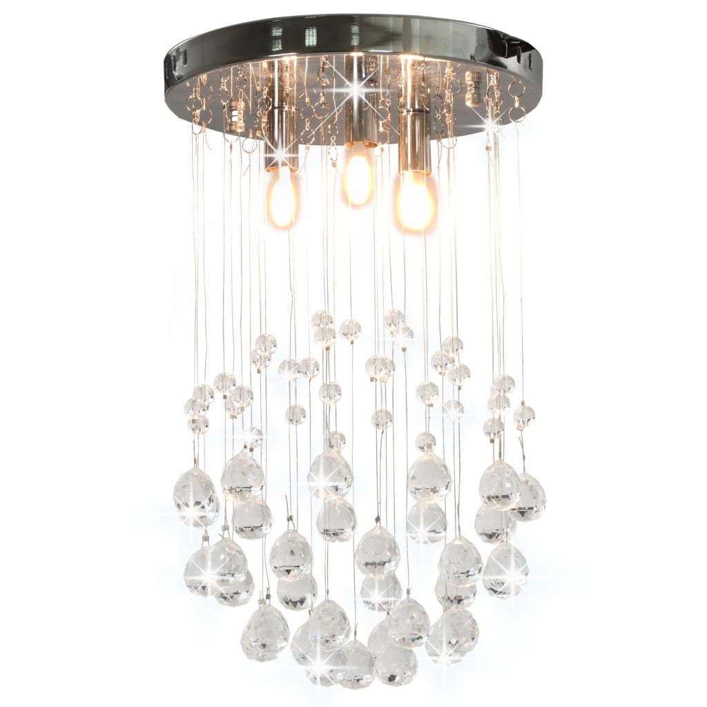 Lampa sufitowa z kryształkami, srebrna kula, 3x G9