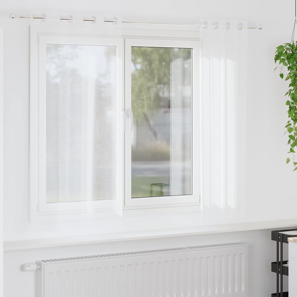 Zasłony z drapami 2 szt. poliester białe 140 x 245 cm z oczkami