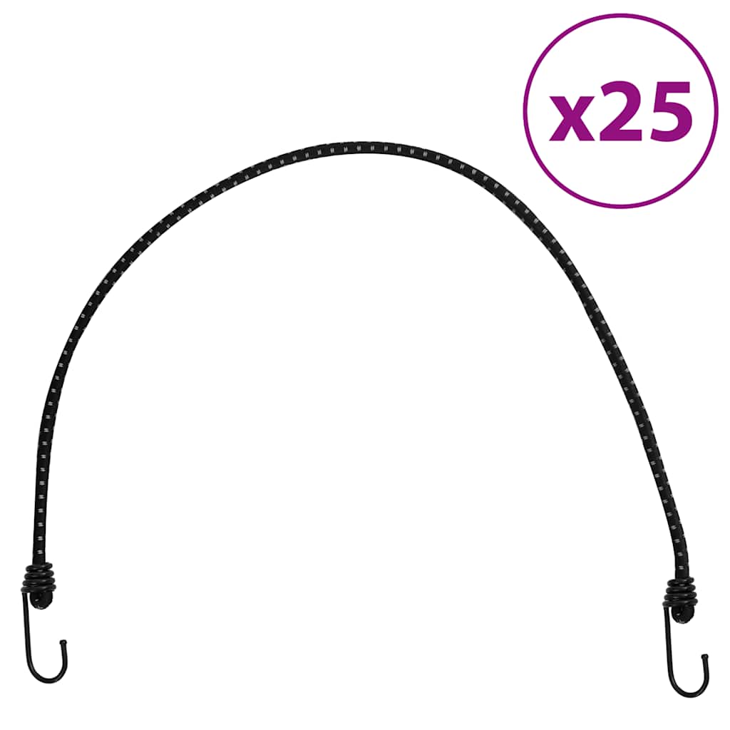 Liny gumowe odblaskowe z hakami 25 sztuk, 88 cm