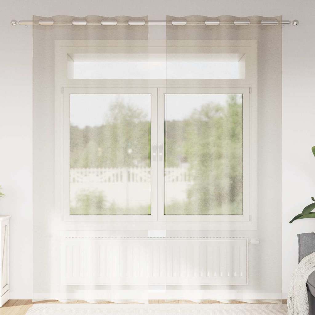 Zasłony z firanami 2 szt. poliester piaskowy 140×245 cm z oczkami