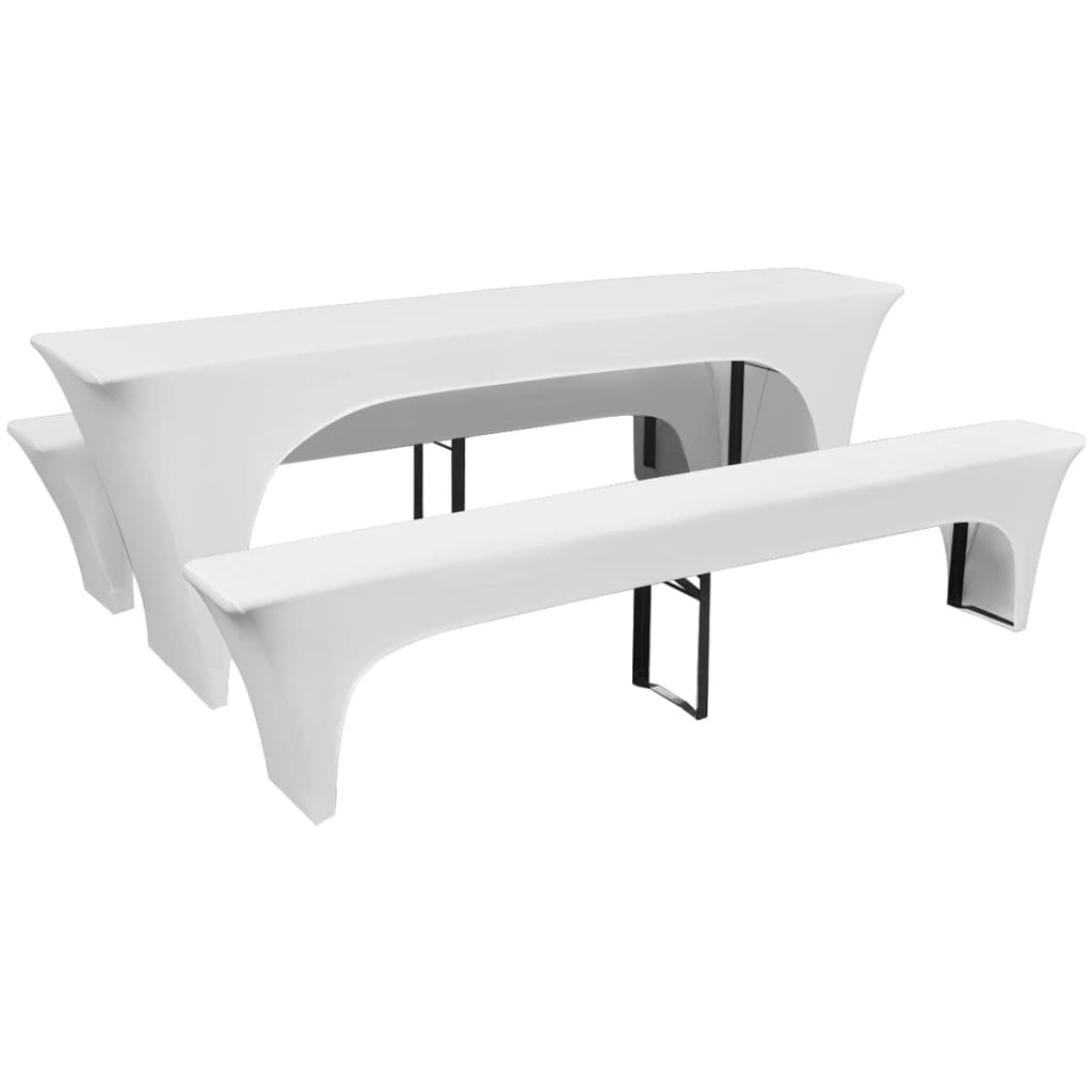 Pokrowiec na stół piwny 3-częściowy biały 220x70x80 cm Pokrowiec na stół piwny 3-częściowy biały 220x70x80 cm