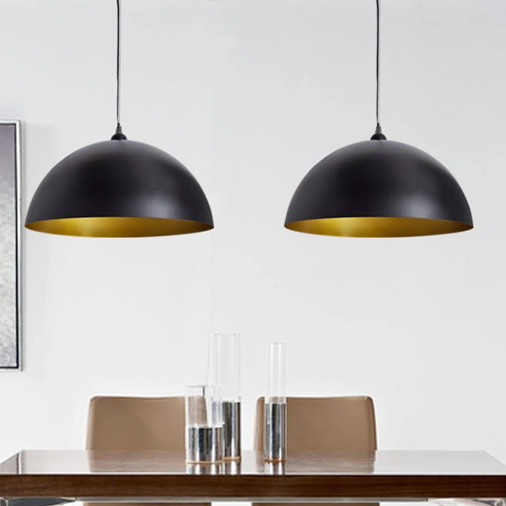 Lampa sufitowa 2 szt. regulowana wysokość hemisferyczna czarna Lampa sufitowa 2 szt. regulowana wysokość hemisferyczna czarna
