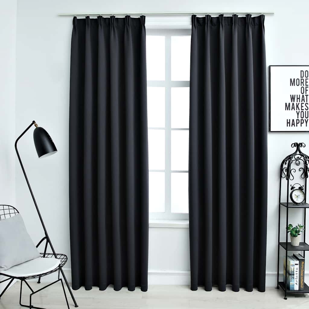 zasłony blackout z haczykami, czarne 140 x 245 cm, 2 sztuki zasłony blackout z haczykami, czarne 140 x 245 cm, 2 sztuki