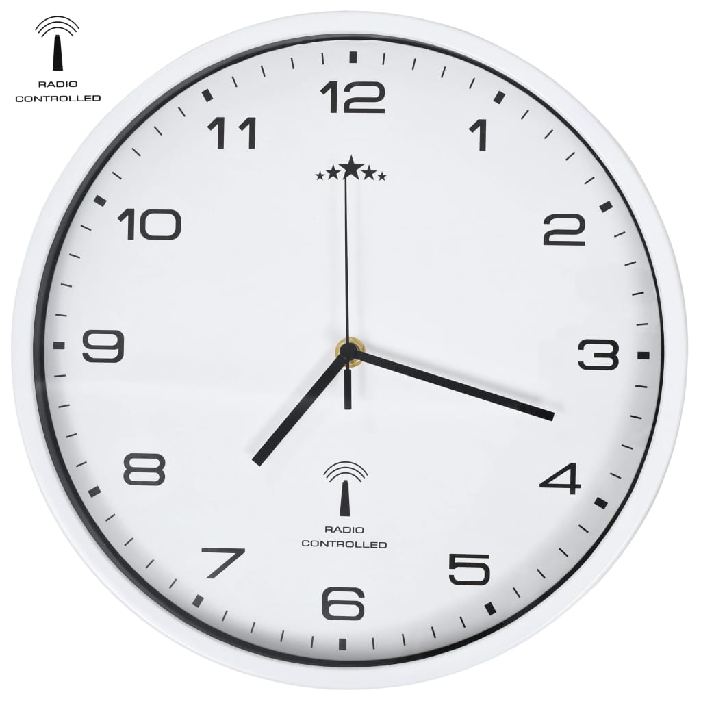 Zegar ścienny radiowy 31 cm, kwarcowy, biały