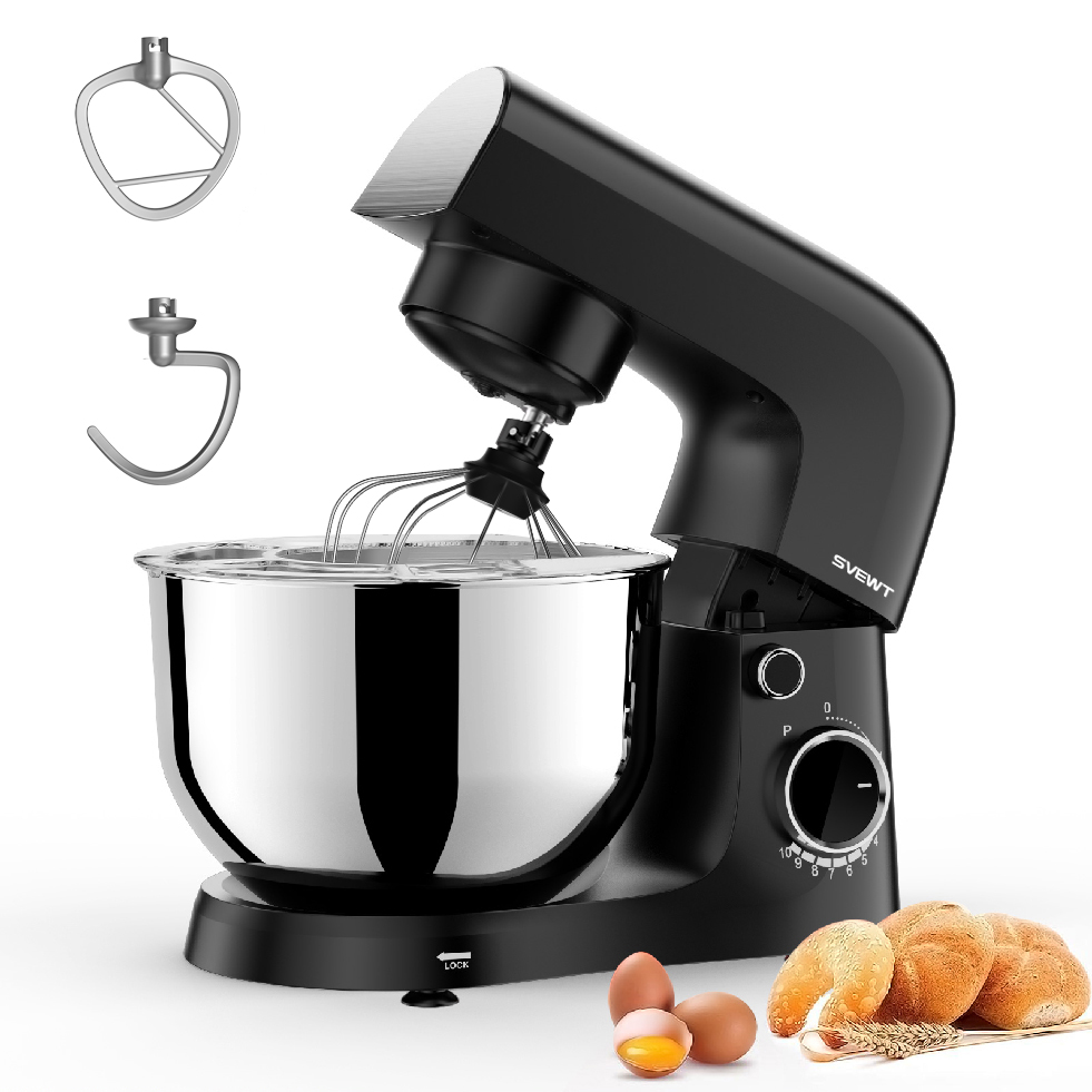 Mikser stojący SVEWT SM-1540 1500W z misą 5.5L ze stali nierdzewnej – czarny