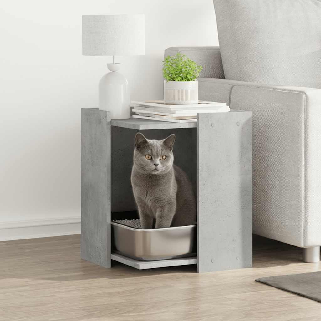 Skrzynka na żwirek dla kota 42x szara z drewna