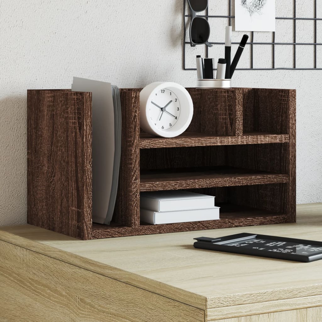 Organizer biurkowy 44.5x24x25 cm z materiału drewnopodobnego brązowy dąb