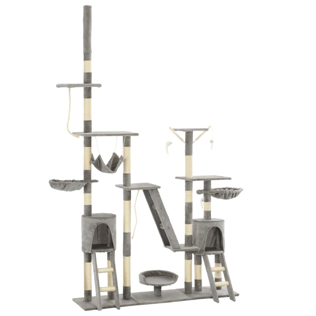 Drapak dla kota z słupkami sizalowymi 230-250 cm szary