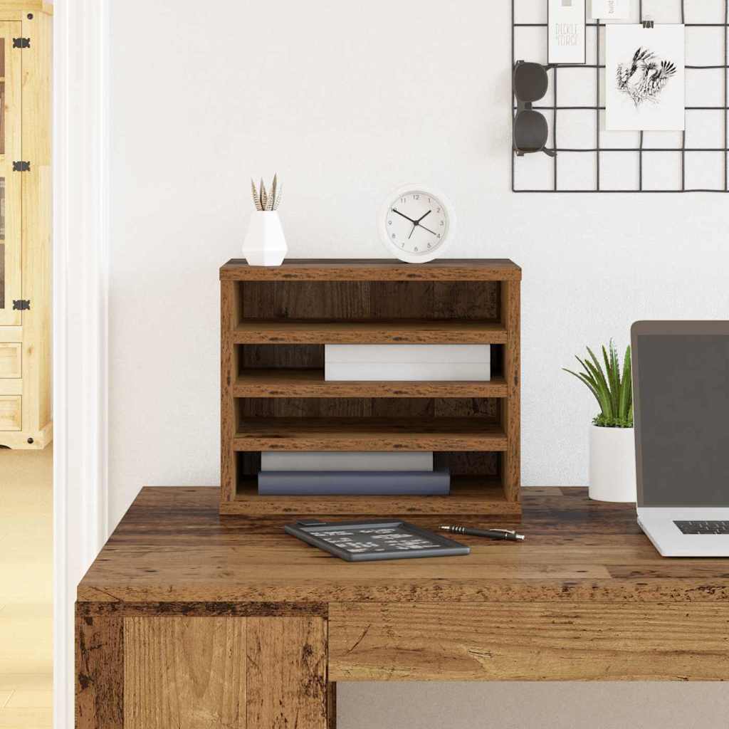Organizer biurkowy z drewna 36x26x29,5 cm w kolorze starego drewna Organizer biurkowy z drewna 36x26x29,5 cm w kolorze starego drewna