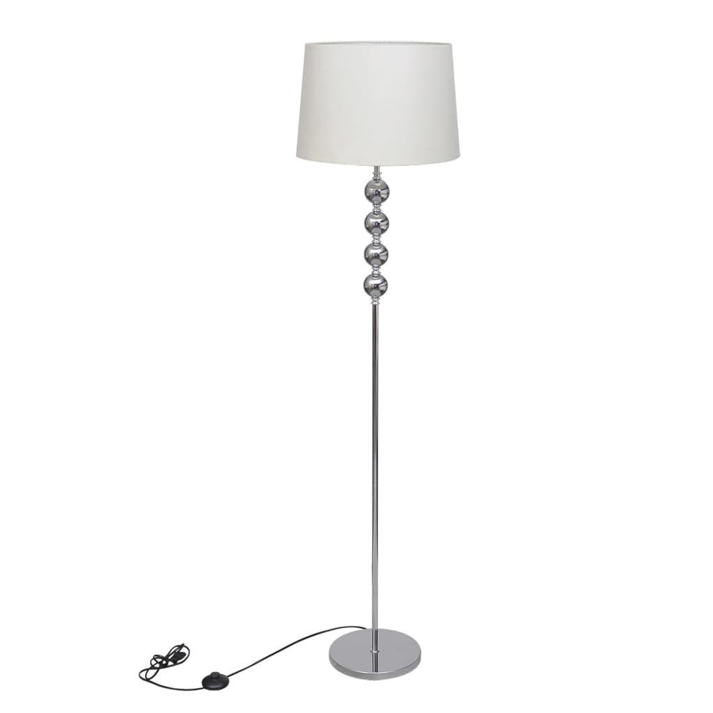 lampa podłogowa z dekoracyjnym elementem 4-sferowym, biała