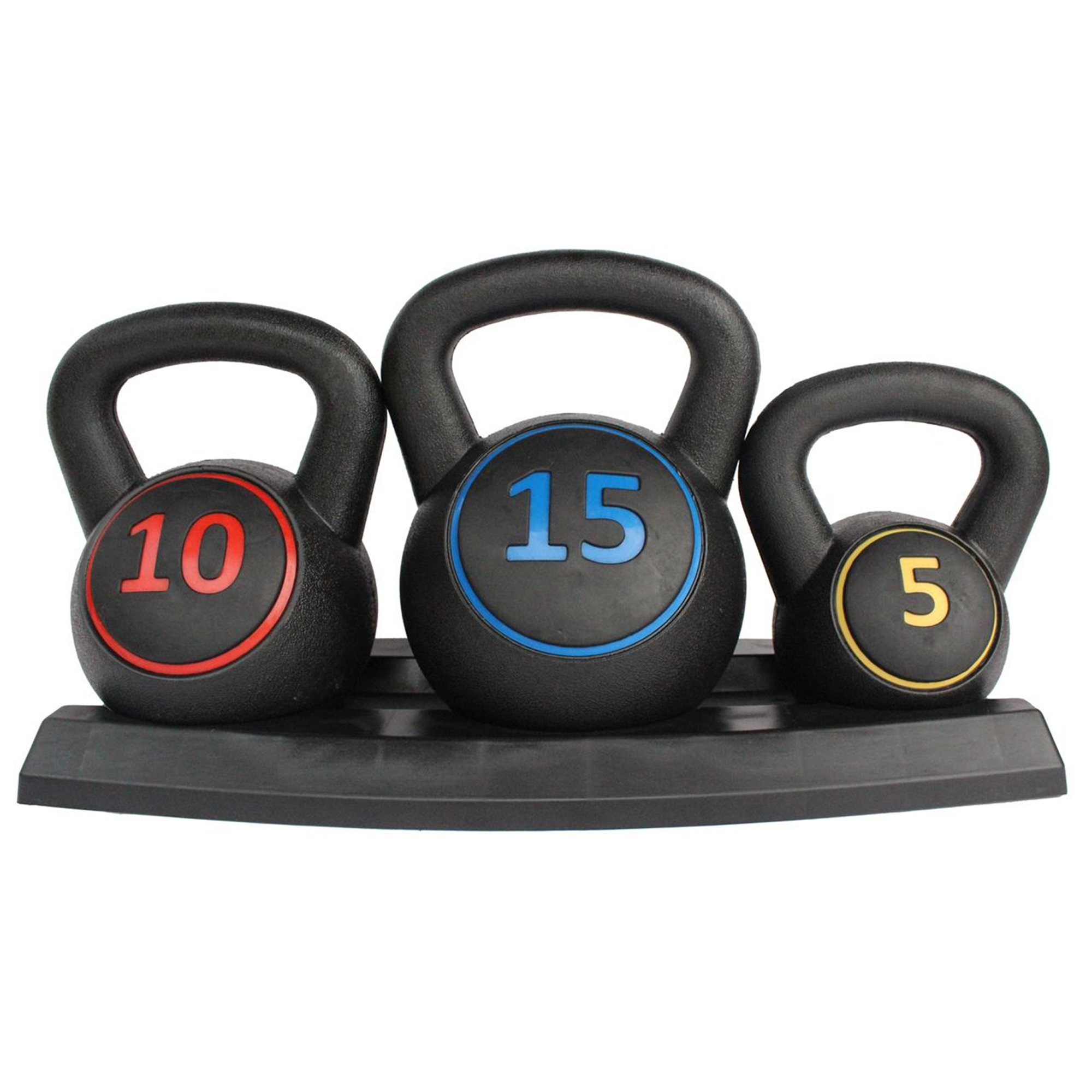 Zestaw kettlebell 5 10 15LB z antypoślizgowym uchwytem, czarny