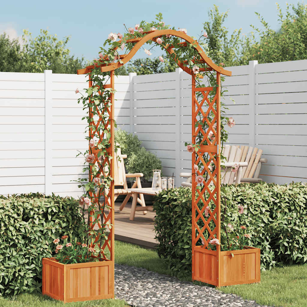 Pergola ogrodowa z donicą, drewno sosnowe, brązowa Pergola ogrodowa z donicą, drewno sosnowe, brązowa