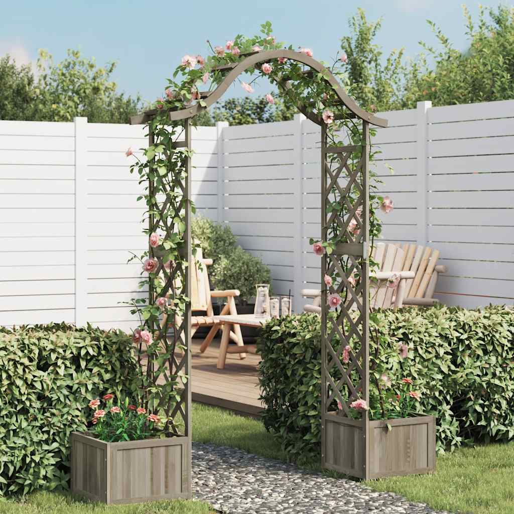 Pergola ogrodowa z donicą, solidne drewno świerkowe, szara