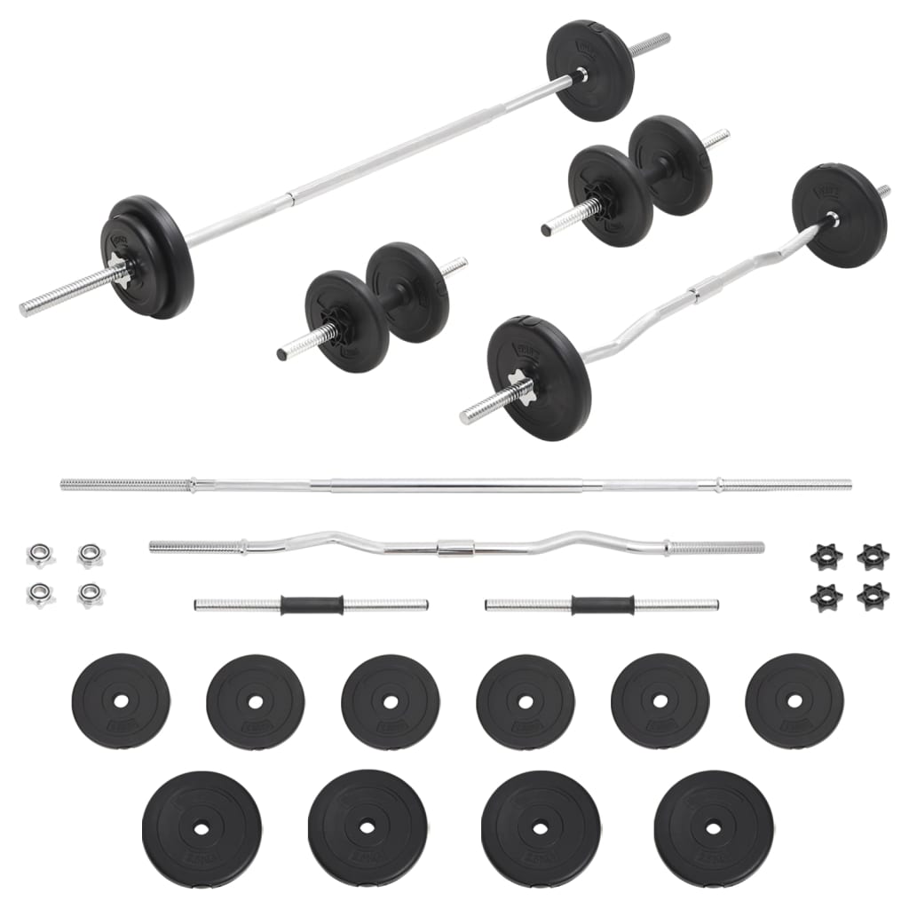 zestaw sztang i hantli 30 kg prosta sztanga + sztanga łamana + sztanga hantlowa