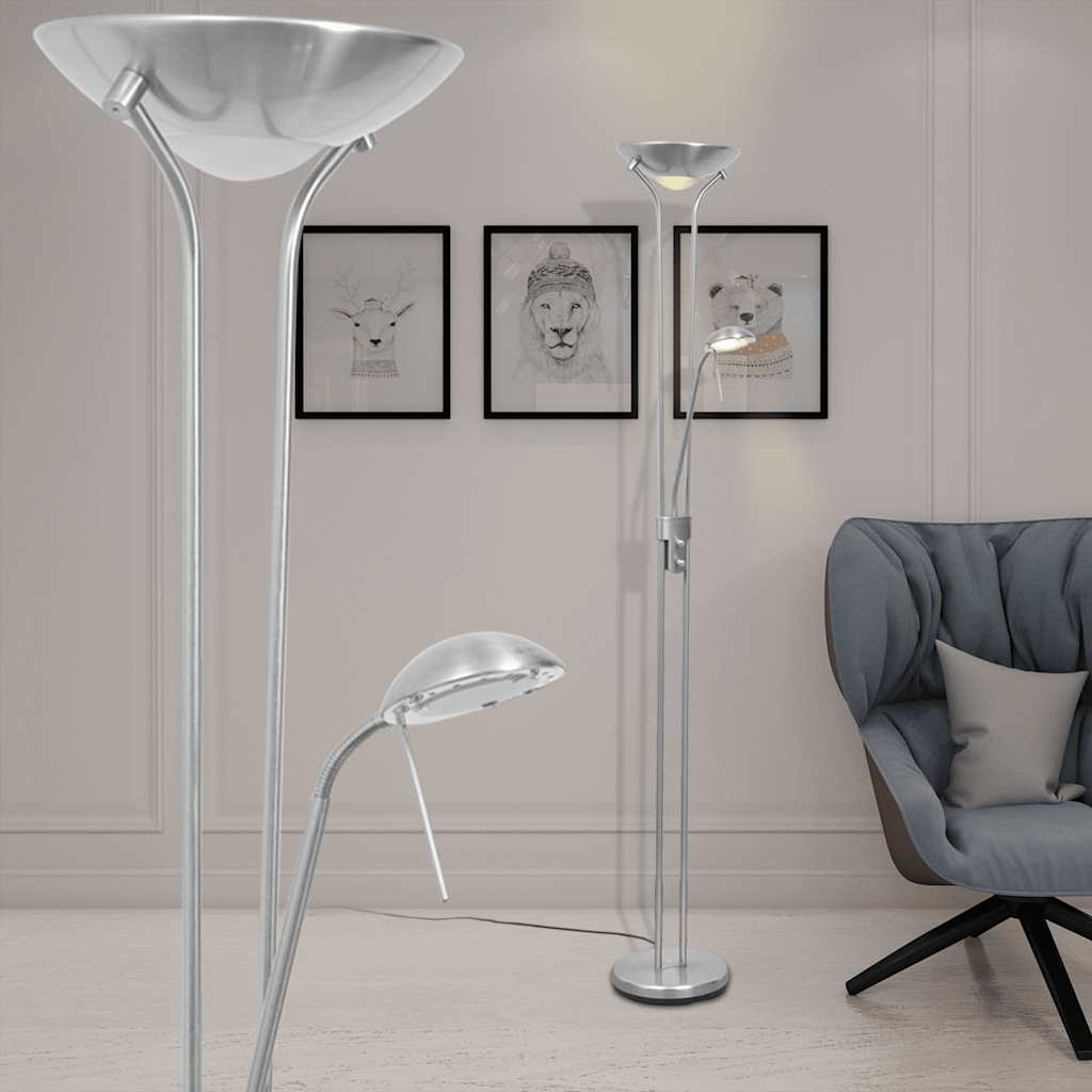 Lampa podłogowa LED 23W ściemniana srebrna