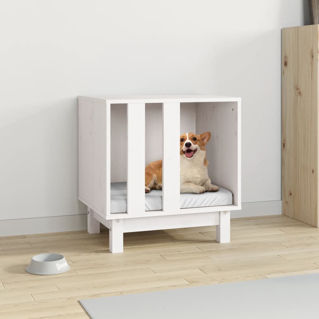 Domek dla psa z drewna sosnowego biały 50x40x52 cm Domek dla psa z drewna sosnowego biały 50x40x52 cm
