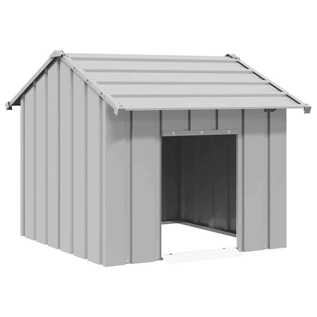 Domek dla psa z dachem ocynkowany szary 85x107x81 cm