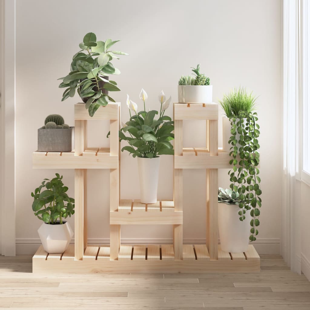 Stojak na rośliny z drewna sosnowego 104,5x25x77,5 cm biały Stojak na rośliny z drewna sosnowego 104,5x25x77,5 cm biały