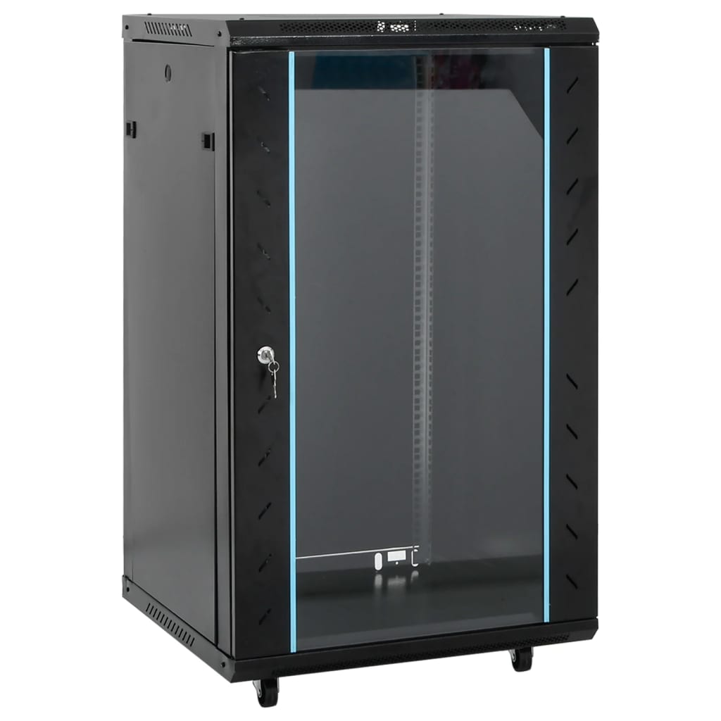 Szafka sieciowa 18U na kółkach 19″ czarna 600x600x1000 mm