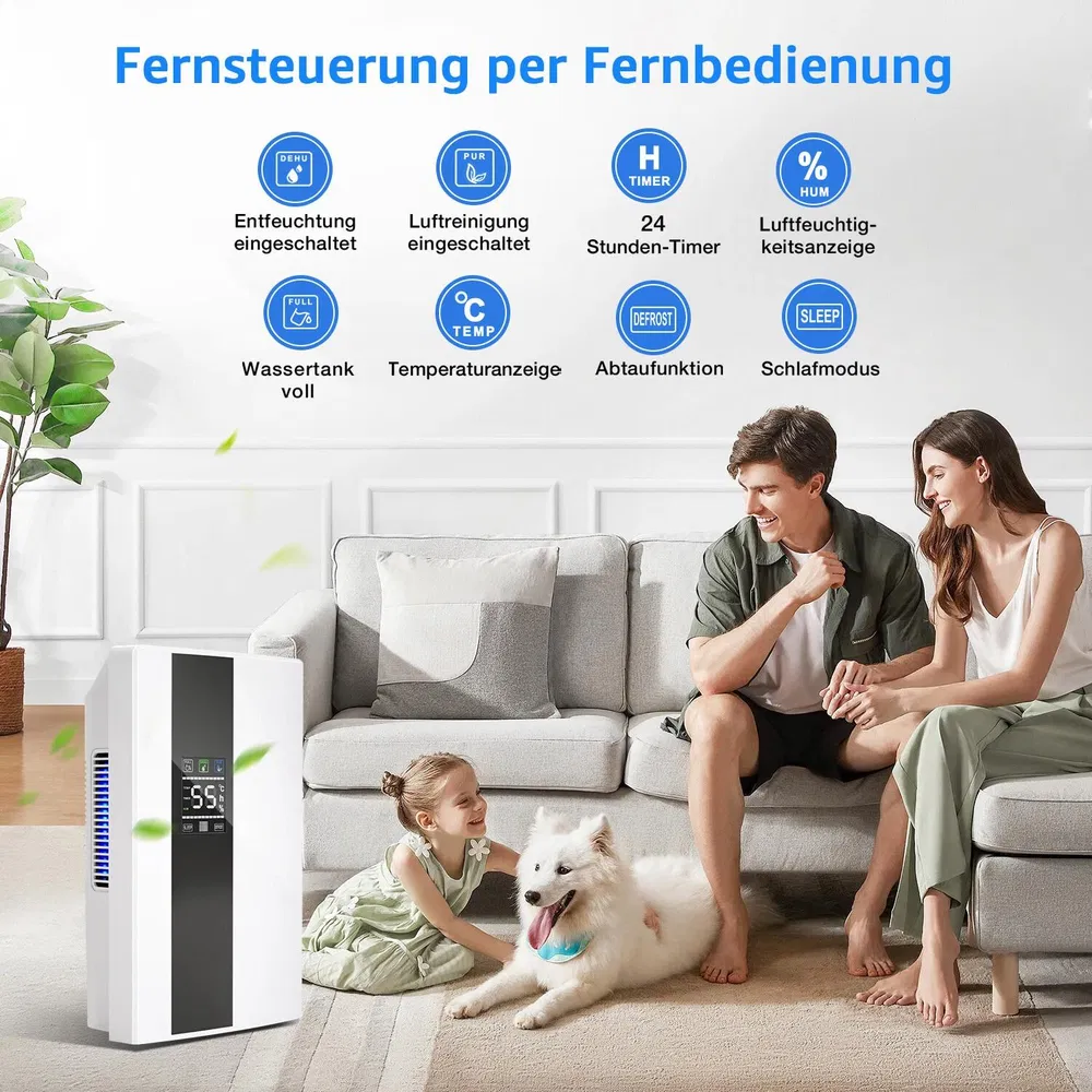 Osuszacz powietrza 2200ml, do 30m², cichy i energooszczędny Osuszacz powietrza 2200ml, do 30m², cichy i energooszczędny