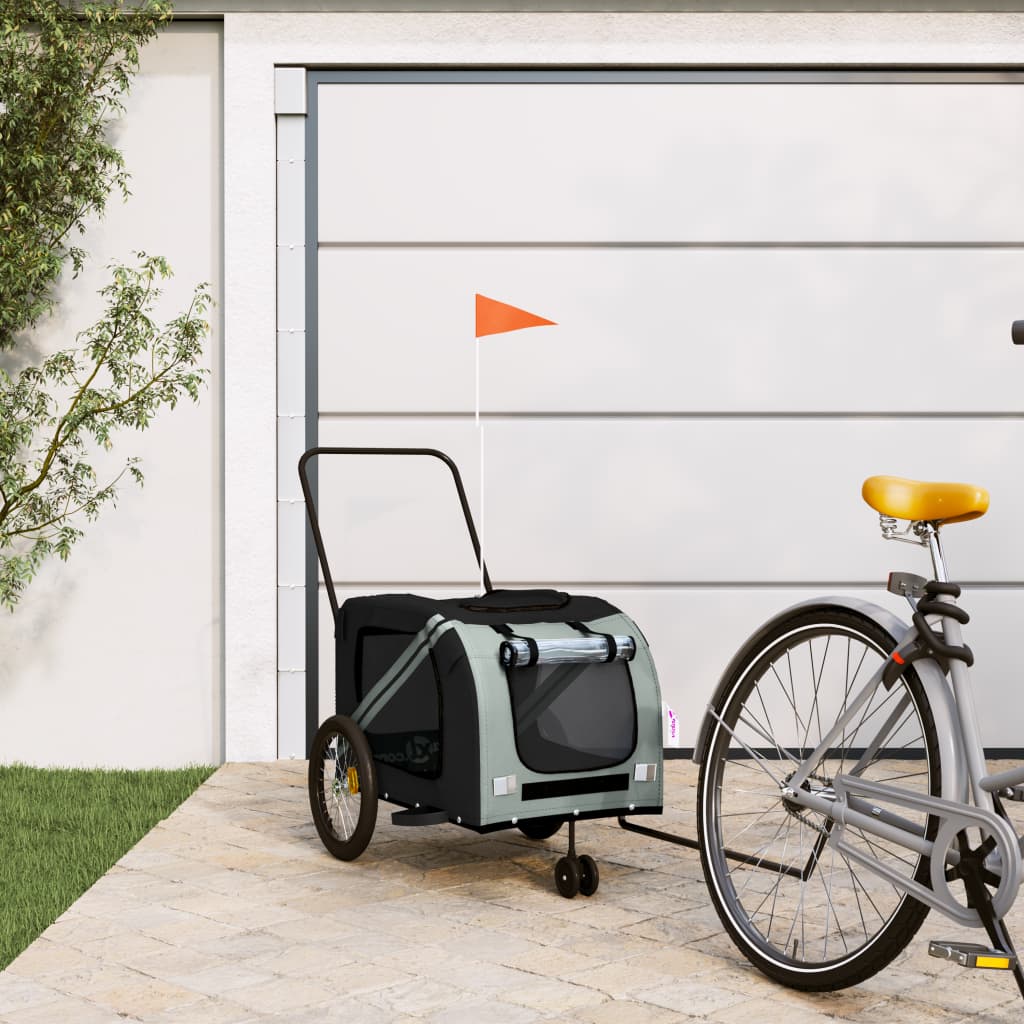 przyczepa rowerowa dla psów, materiał Oxford, szara, 134x68x72 cm przyczepa rowerowa dla psów, materiał Oxford, szara, 134x68x72 cm