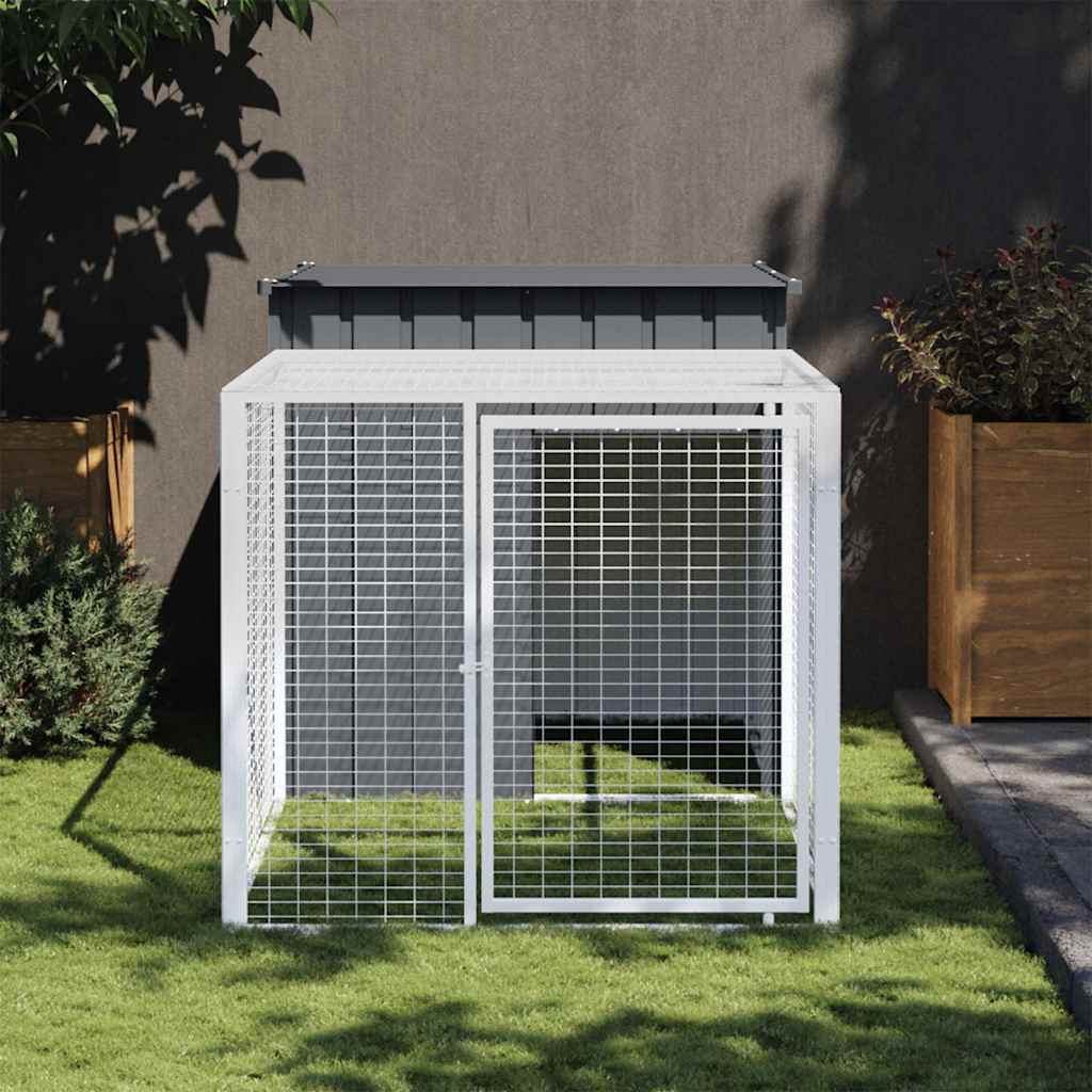 Klatka dla kur z wybiegem antracytowa 110x201x110 cm