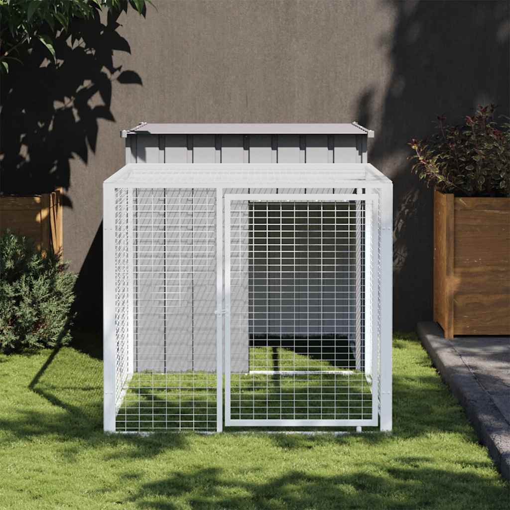 Klatka dla kur z wybiegem antracytowa 110x201x110 cm Klatka dla kur z wybiegem antracytowa 110x201x110 cm