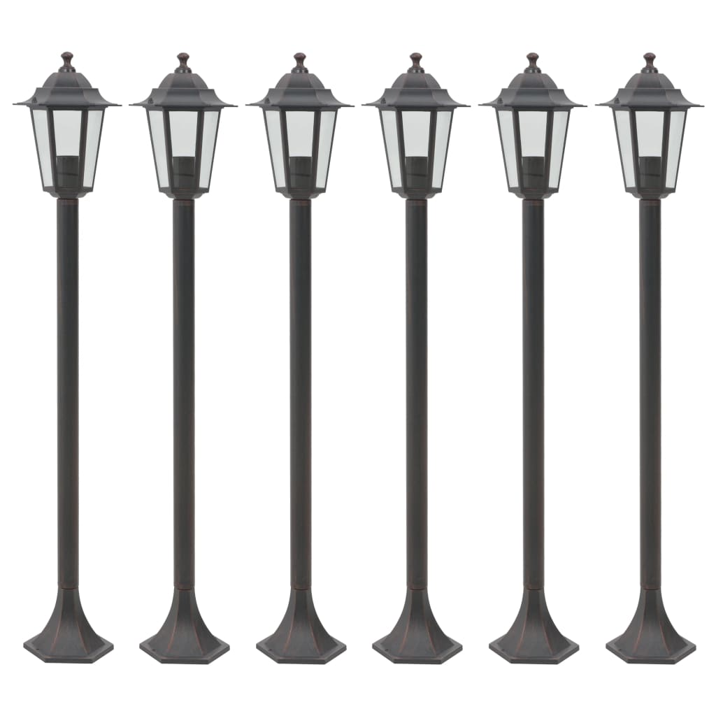 Lampa ogrodowa słupowa 6 szt. E27 110 cm kolor brązowy
